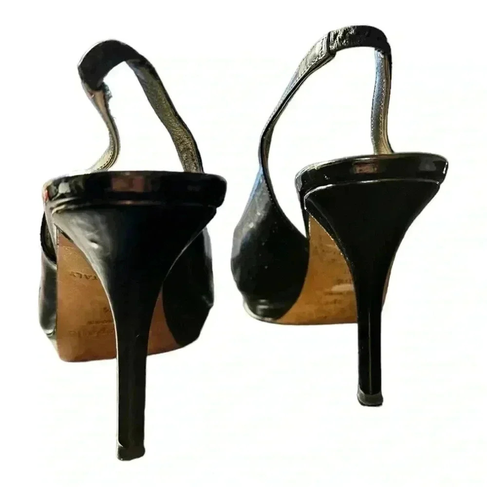 Kate Spade Patent Leather Sling Back Round Tip Heels Sz 6.5 - Picture 4 of 6